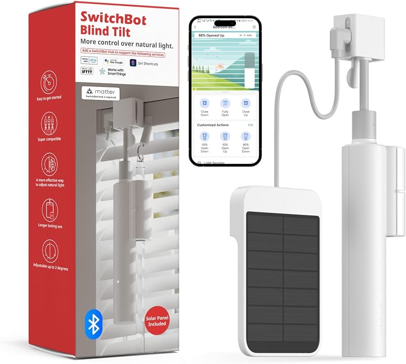 Blind Tilt Motorized Blinds - Smart Electric Blinds, Automatic Blind Opener and Closer, Solar Powered, Light Sensing Control, Add Hub Mini to Make it Compatible with Alexa & Google Home