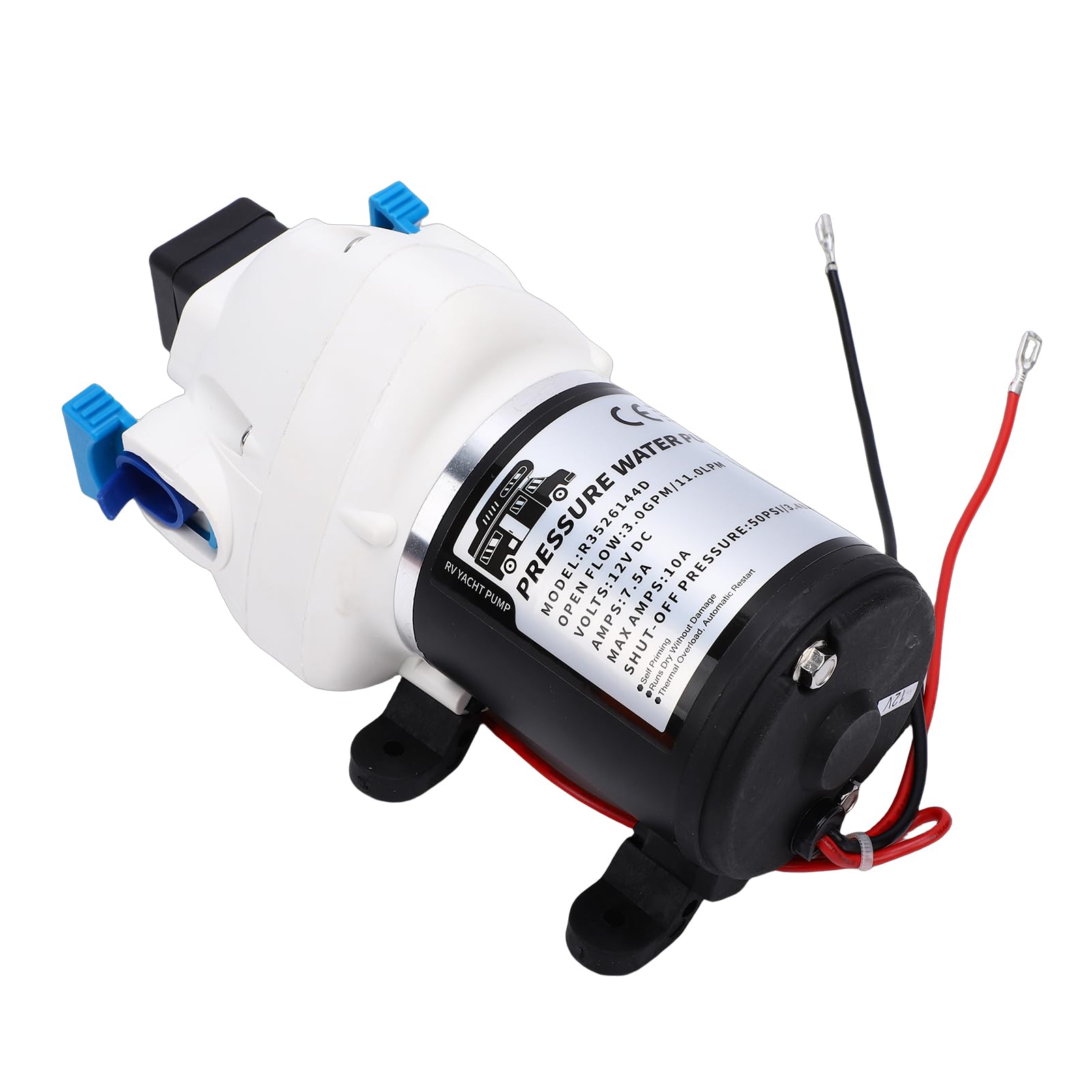 Dilwe Bomba de Agua Autocebante de Metal de 3 GPM RV, 12 V, 50 PSI, Apagado Automático de bajo Ruido para RV, Barco, Remolque, Yate Marino, de Agua