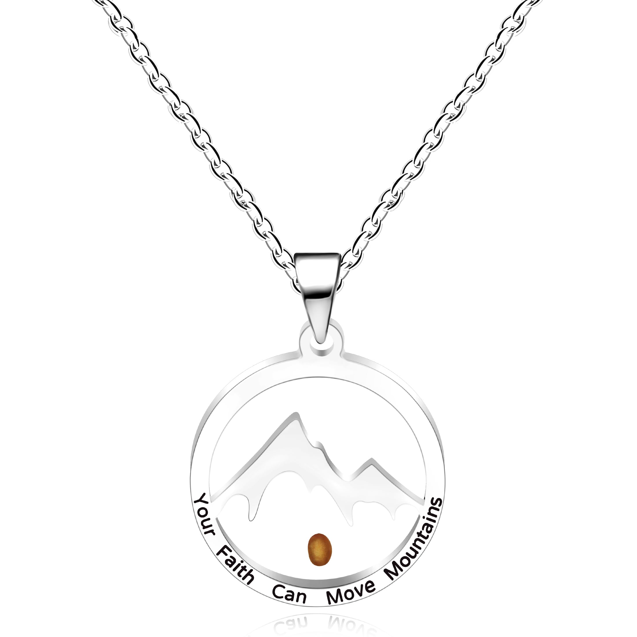 Collana Donna In Acciaio Inox Con Ciondolo Rotondo "Faith" E Scritta Religiosa - Placcata Oro/Platino
