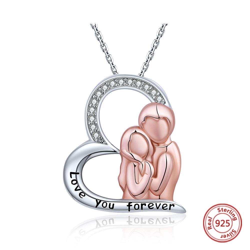 925 Sterling Silver Heart Casado Pareja Colgante Cadena Marido Abrazado Esposa Collar para Mujeres Aniversario Joyería Regalo De San Valentín