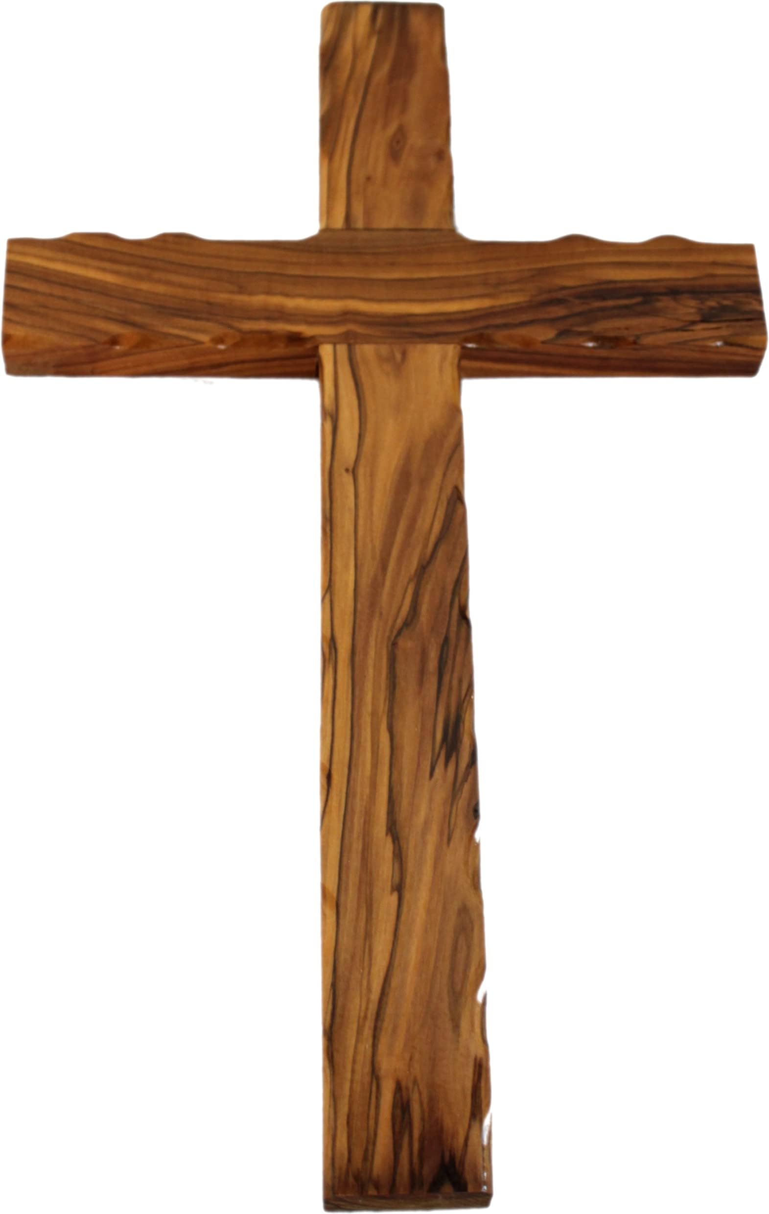 Holy Land Market Ready to Hang Wall Decor Bethlehem Olive Wood Cross - 14 Inches with Certificate & Prayer Card