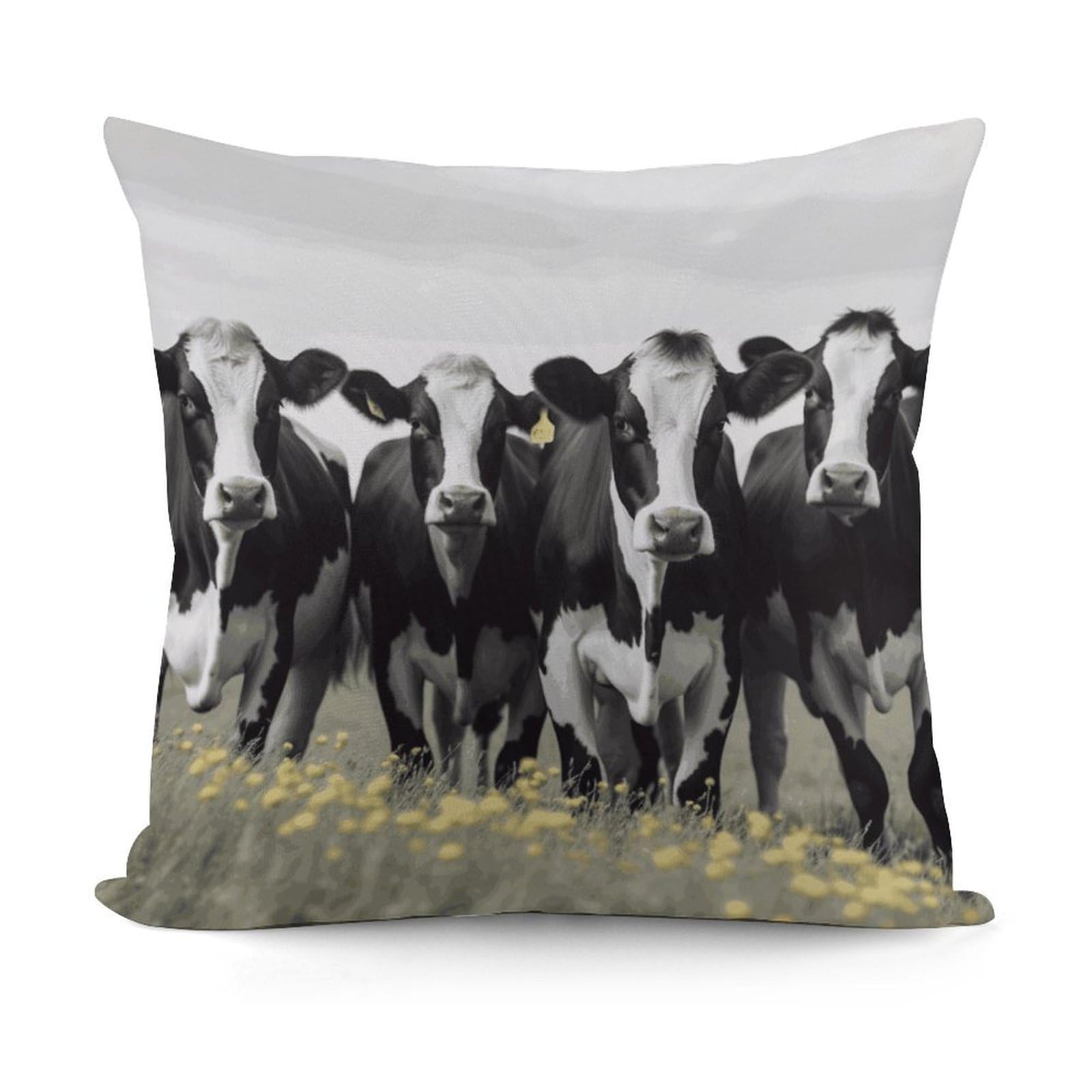 VstaDank Black White Cows Pillow Covers Soft Plush Decorative Square Pillow Cover Modern Breathable Pillowcases Pillowcase with Invisible Zipper 18x18 Inches for Sofa Living Room