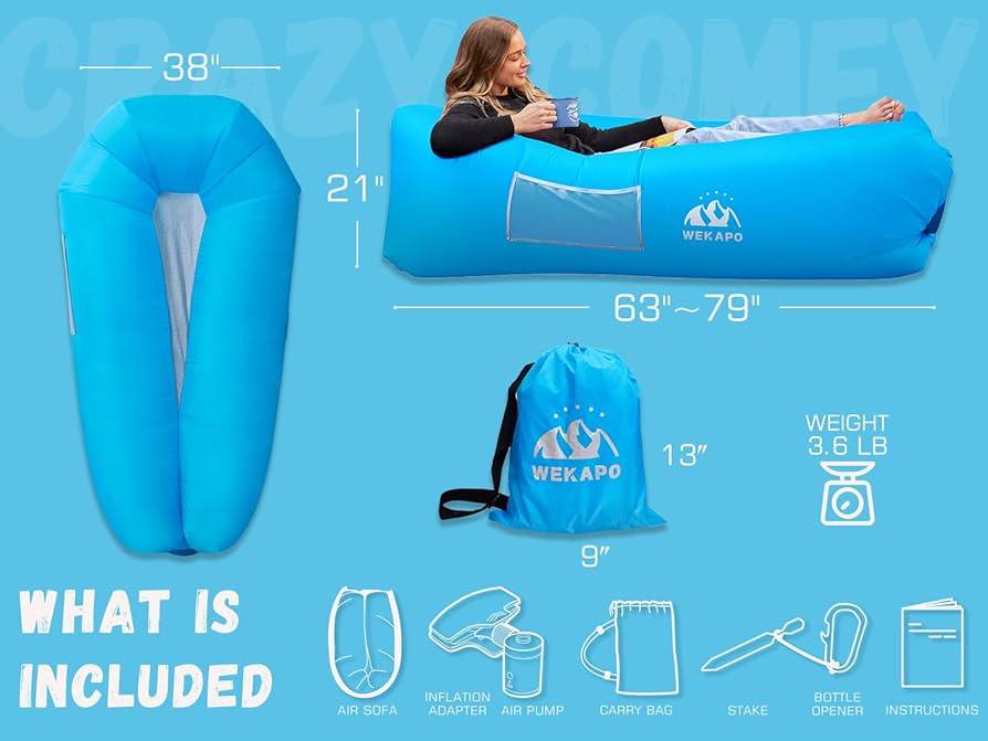 WEKAPO エアラウンジチェア 　エアベッド Amazon.com: WEKAPO Inflatable Couch with Pump - Easiest