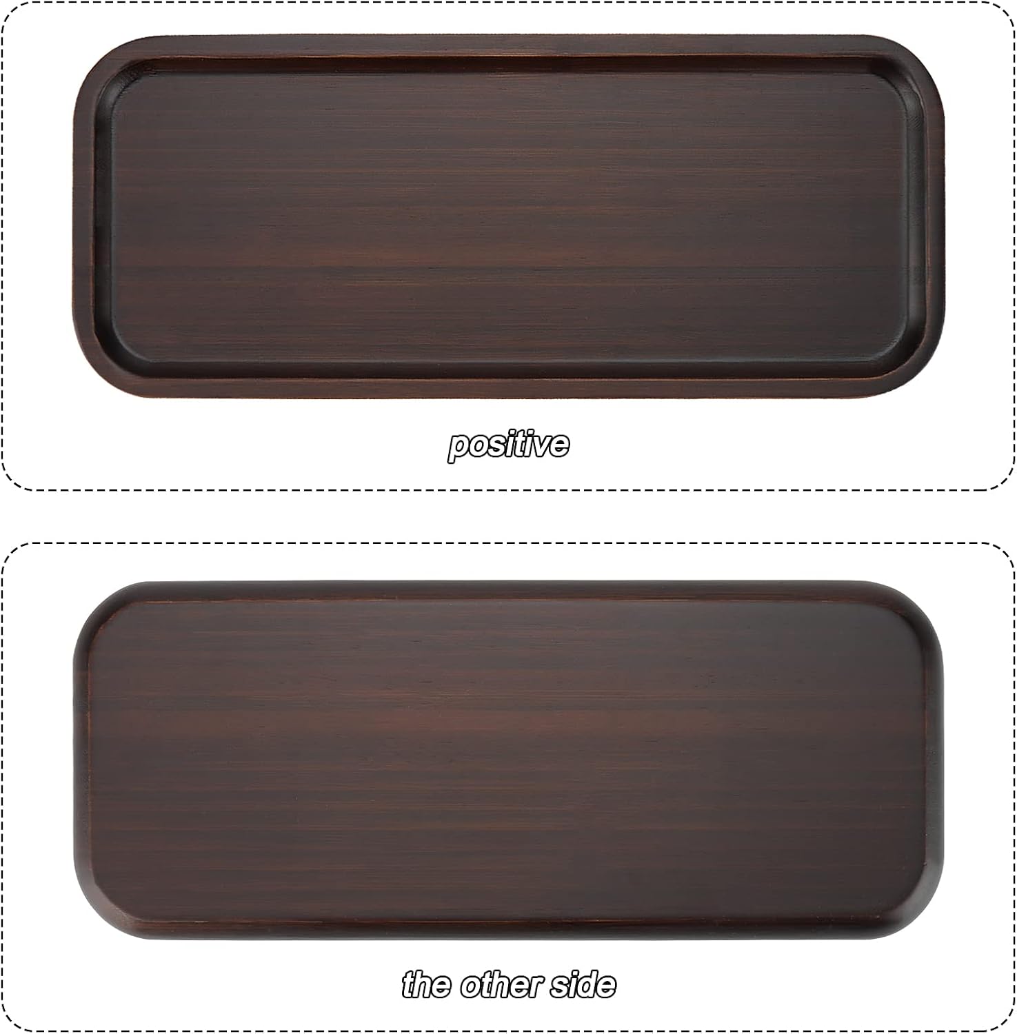 JOIKIT 14 x 5.9 Inch Walnut Wooden Rectangle Tray, Bathroom Tray Platter Solid Wood Decorative Serving Trays Plate for Cookie, Bread, Cheese, Coffee, Tea
