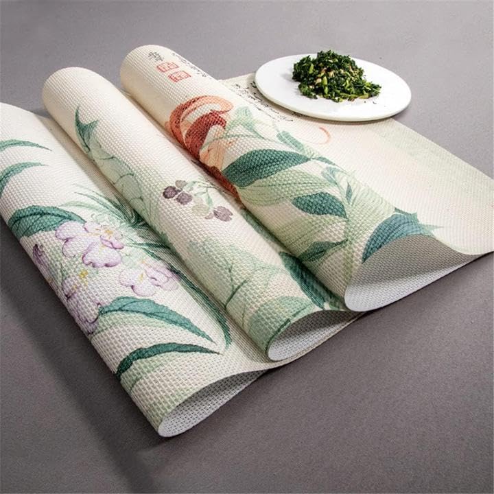 Set de table antidérapant style chinois résistant à la chaleur pour table cuisine