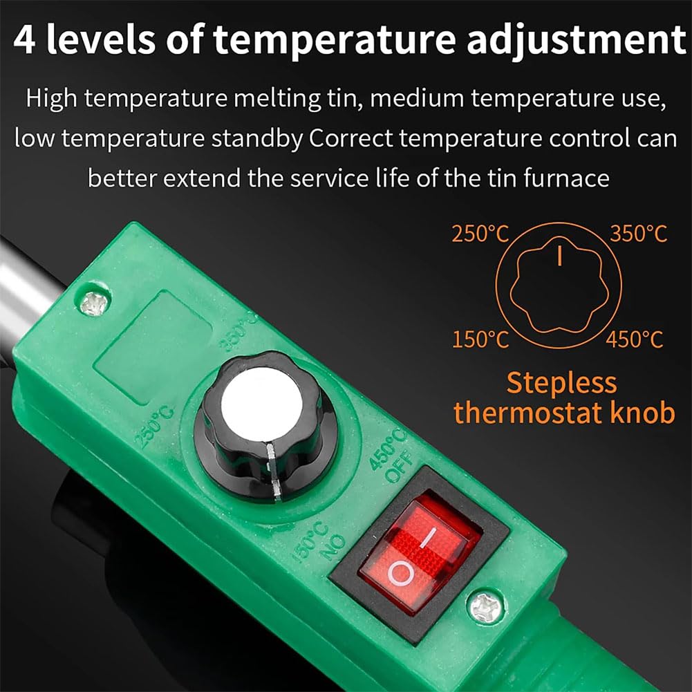 Pot de fusion de plomb portatif, four à souder électrique portable 320/420 W, pot de fusion en étain métallique, creusets de profondeur 60 mm, plage de température 150-450 ℃, pour moules poids 1