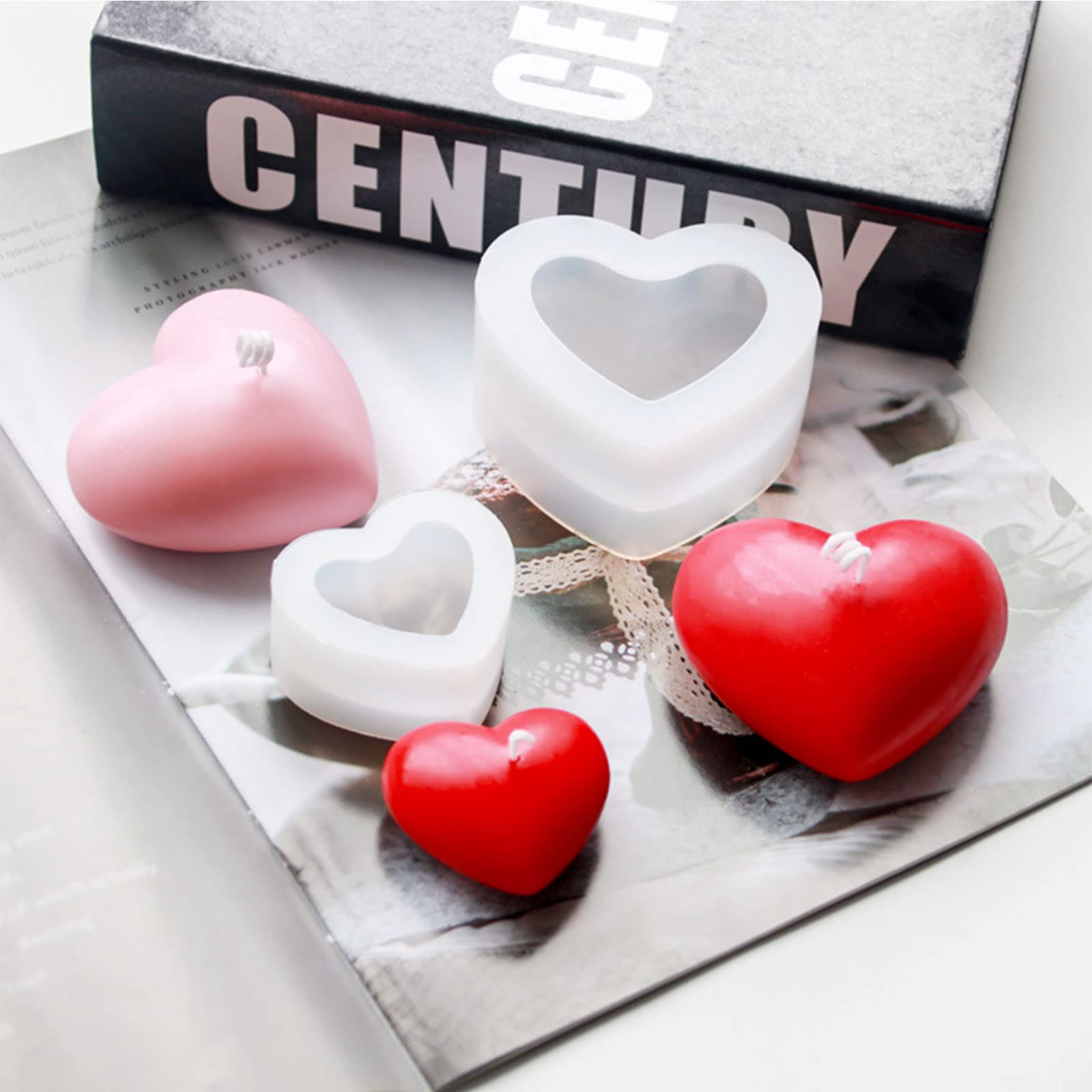2 Moules Silicone En Forme De Cœur Pour Résine - Tailles Variées, Création Bijoux, Déco DIY