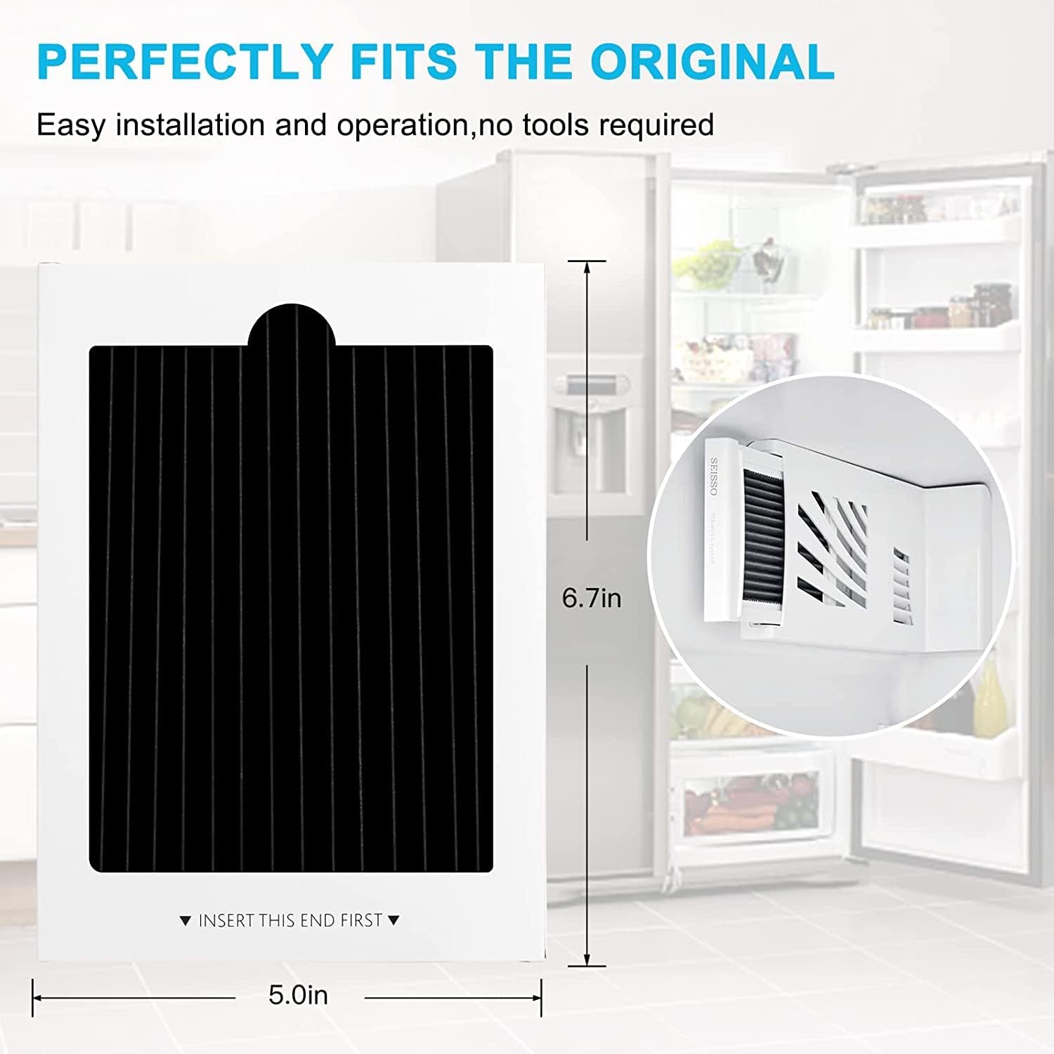 SEISSO Refrigerator Air Filter Replacement Compatible with Frigidaire PAULTRA Pure Air Ultra 242047801, 242047804, 241754002, 241791601, Carbon Activated Air Filters for Refrigerators（12 Pack）