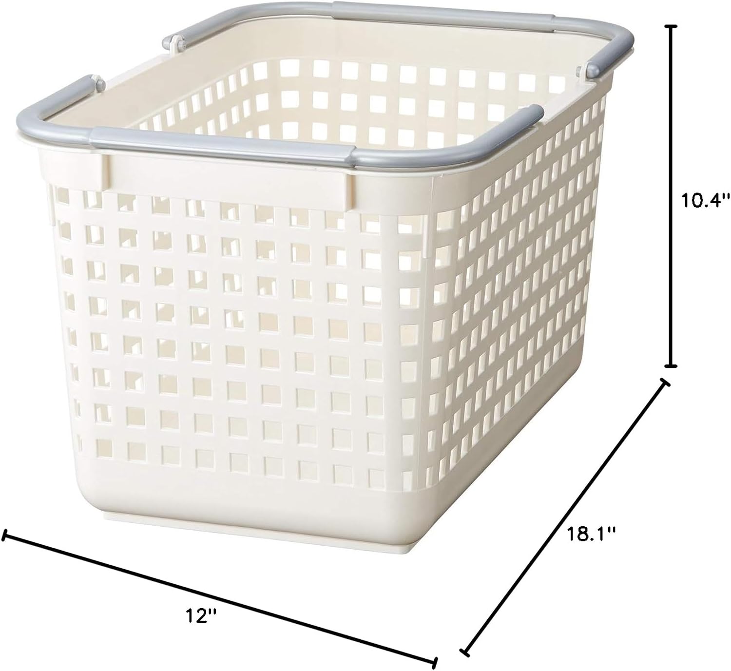 LIKE-IT SCB-4 Laundry Hamper with Handle, Basket, M, Width 12.0 inches (30.5 cm), Depth 18.2 inches (45.8 cm), Height 10.4 inches (26.3 cm), White, Made in Japan