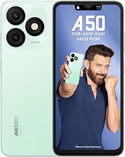 itel A50|6.6" HD+ Display with Dynamic Bar| 3GB RAM +64GB ROM, Upto 8GB RAM with Memory Fusion|Octacore Processor|8MP AI Dual Rear Cam|5000 mAh Battery | Lime Green