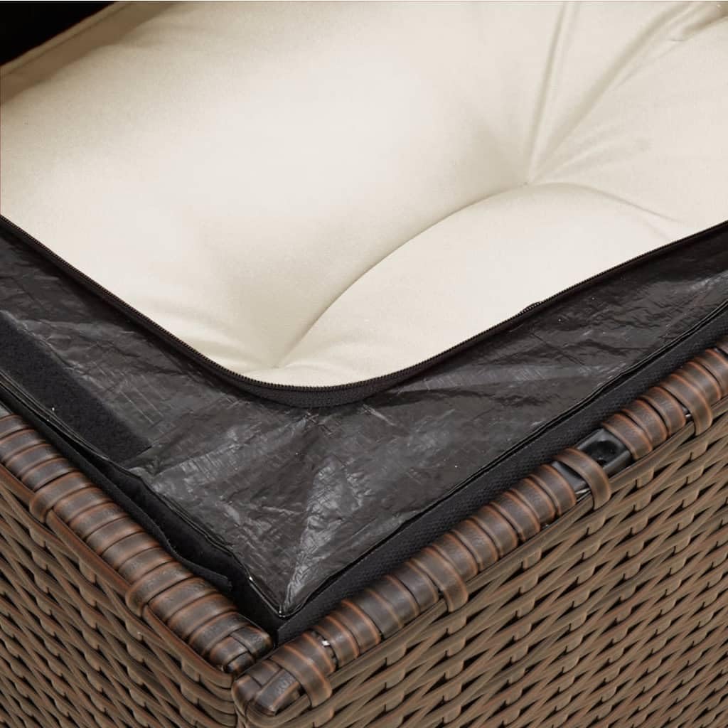 Gecheer Divano da Giardino a 3 Posti, con Cuscini Sfoderabili e Spazio di Conservazione Integrato, 165 x 62 x 69 cm, Rattan PE e Acciaio Verniciato a Polvere, per Esterno e Terrazza