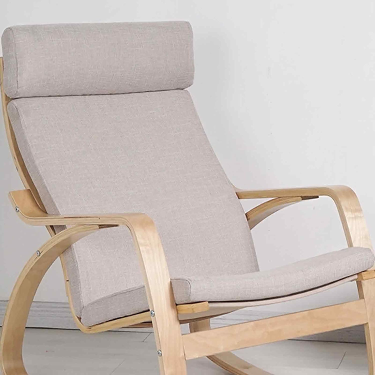 Zgantrix Burlap White Chair Cushion Replacement For Curved Frame Armchair & Rocking Chair-Poang Chair Cushion - Memory Foam Seat Cushions With Removable Linen Cover Non-Slip Design(Burlap White)