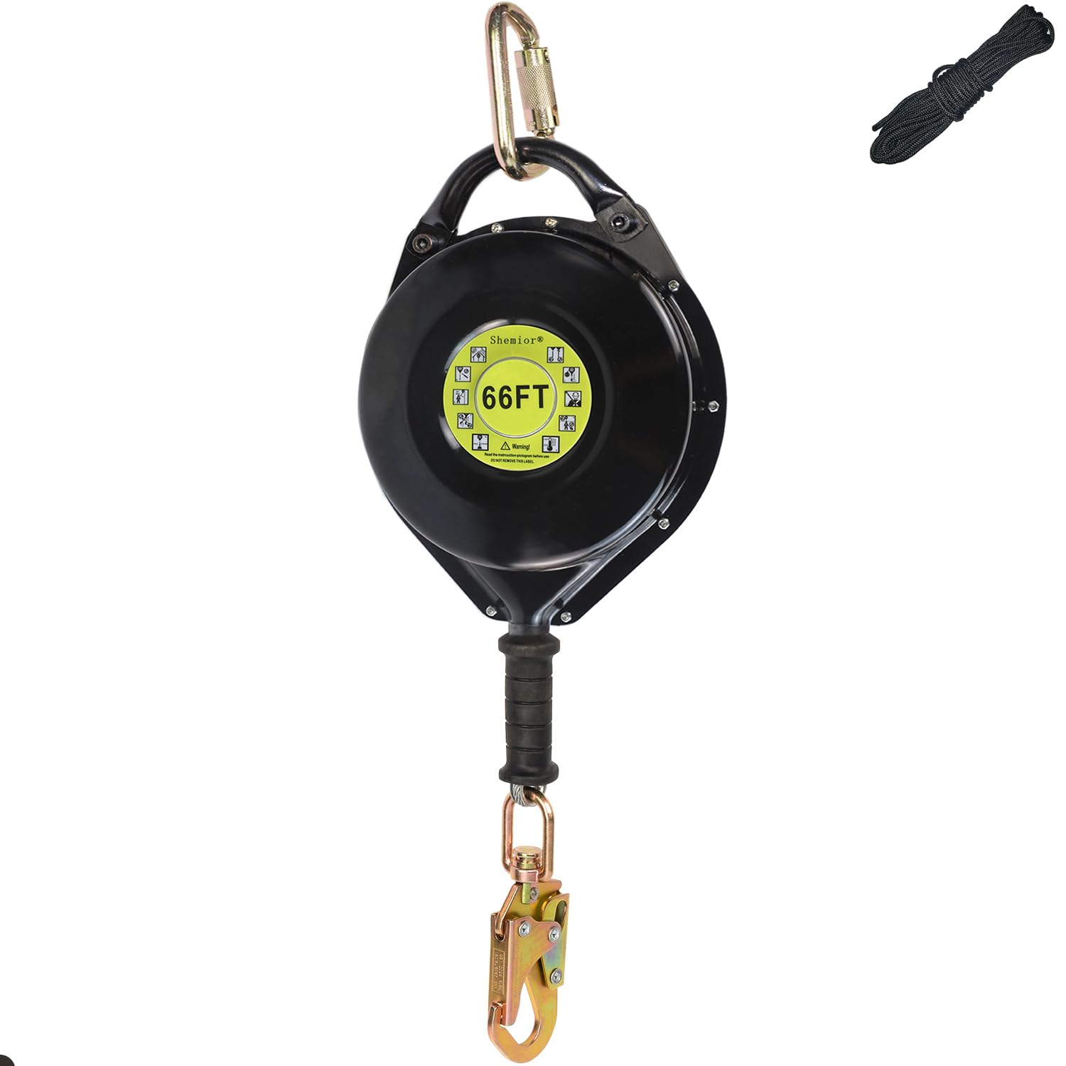 66FT Self Retracting Lifeline, Shemior Retractable Lanyard, Steel Cable SRL