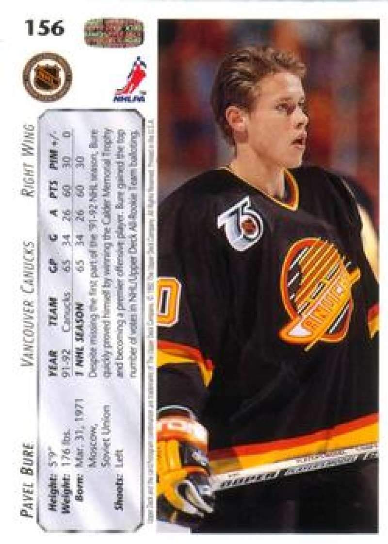1992-93 Upper Deck Low Series 1 Hockey #156 Pavel Bure Vancouver Canucks  Official UD NHL Trading Card : Collectibles & Fine Art - Amazon.com