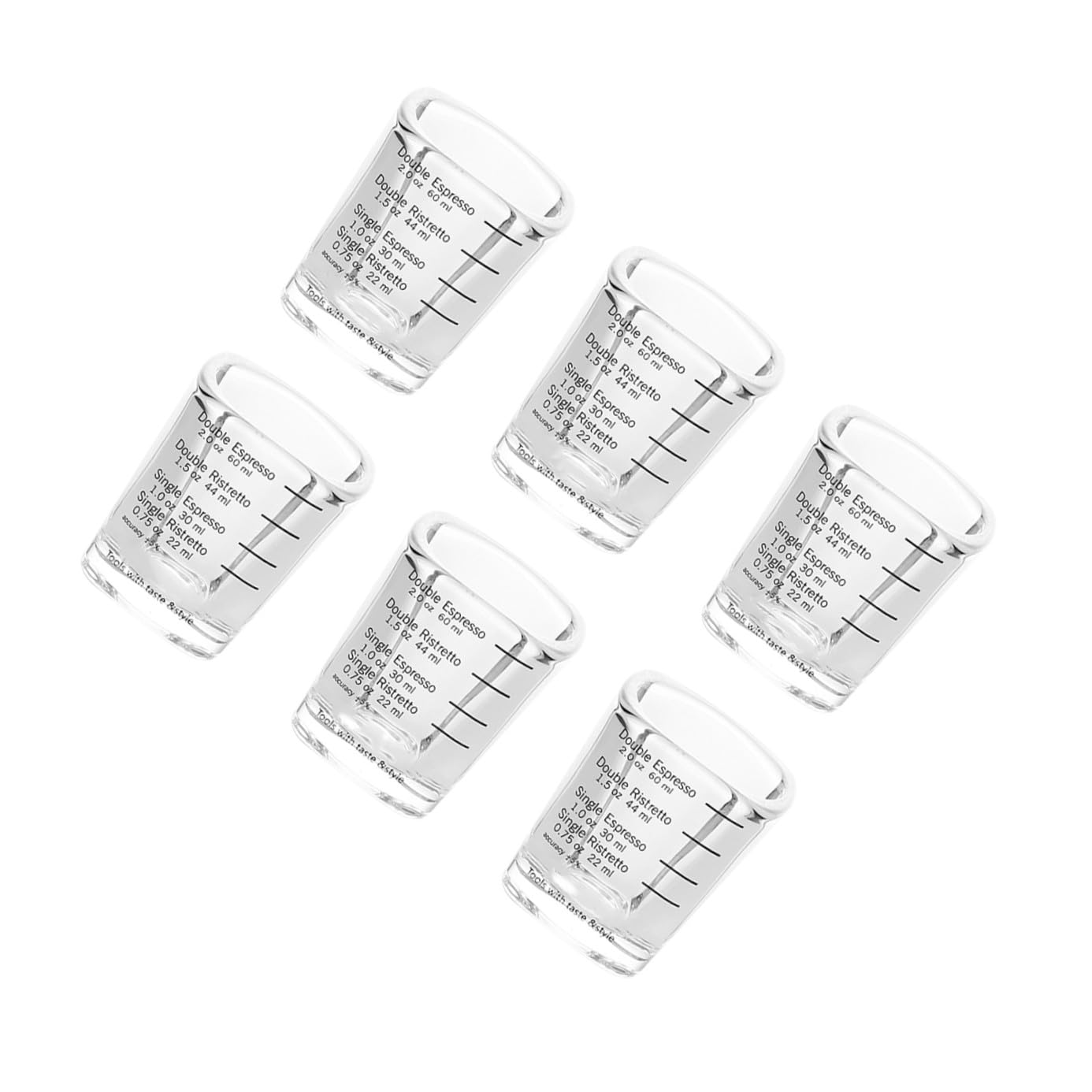 6 Stück Espressotassen aus Glas mit Skalenmarkierung 60ml Temperaturbeständig für Kaffeezubehör und Zuhause