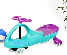 Tygatec Swing Car, Ride on Wiggle Car with Led Wheels Boys and Girls, No Batteries, Gears or Pedals, Twist, Turn, Wiggle Movement to Steer, for Toddlers, Kids 3 Yrs and UP, 50kg (Blue & Purple)