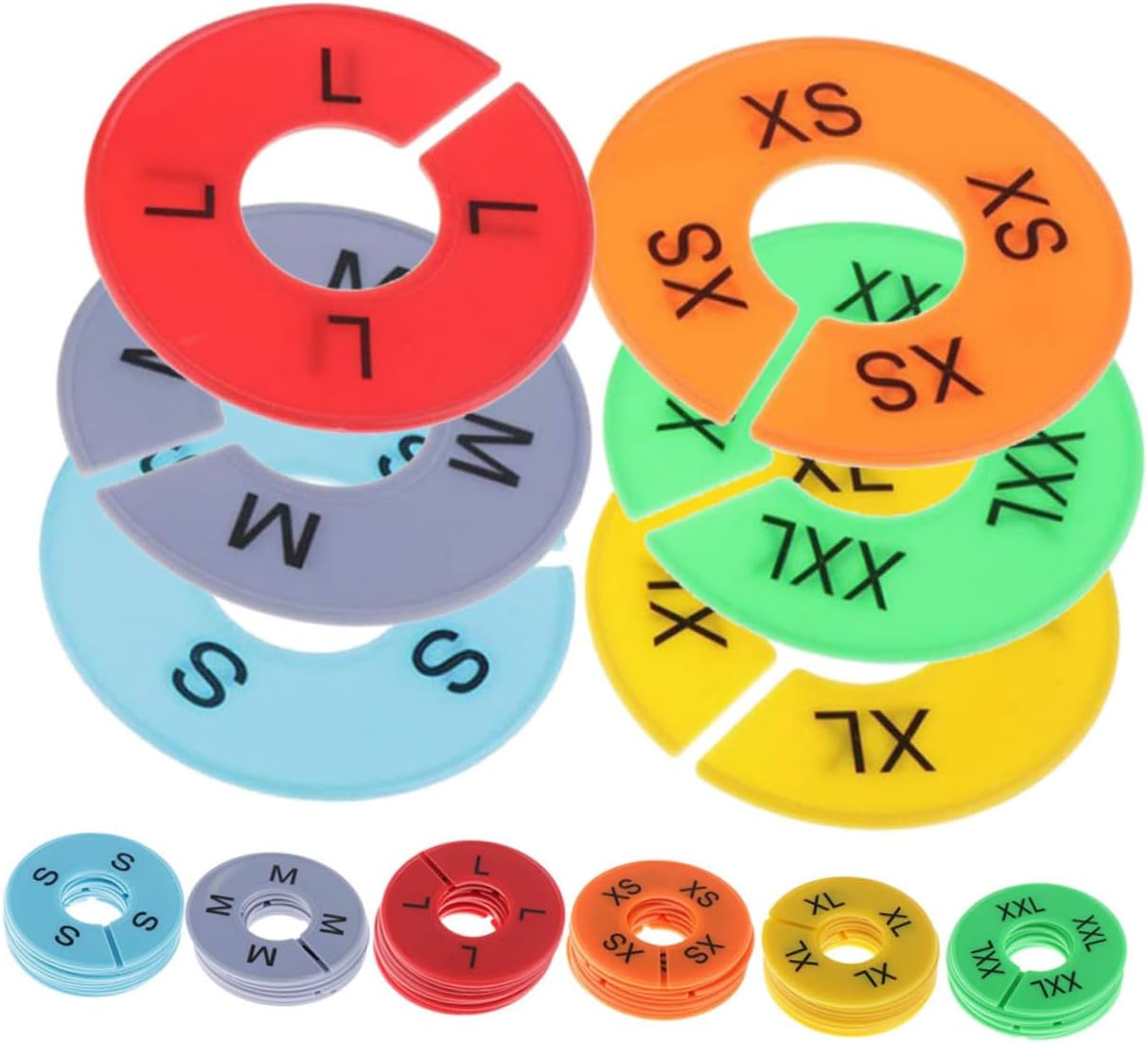 60pcs Clothing Dividers for Closets Plastic Round Hangers Organizers Xs to Xxl Clothing Separator for Wardrobe Shelves Easy to Use Closet Organization System