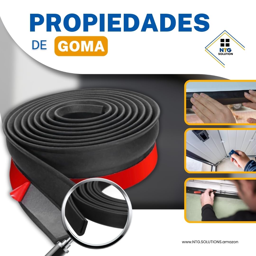 Burlete Puerta Garaje 3MTS con Junta de Garaje Umbral EPDM y KIT Goma Puerta Garaje, incluye adhesivo para fijación al suelo, ideal para puertas basculantes, seccionales o abatibles