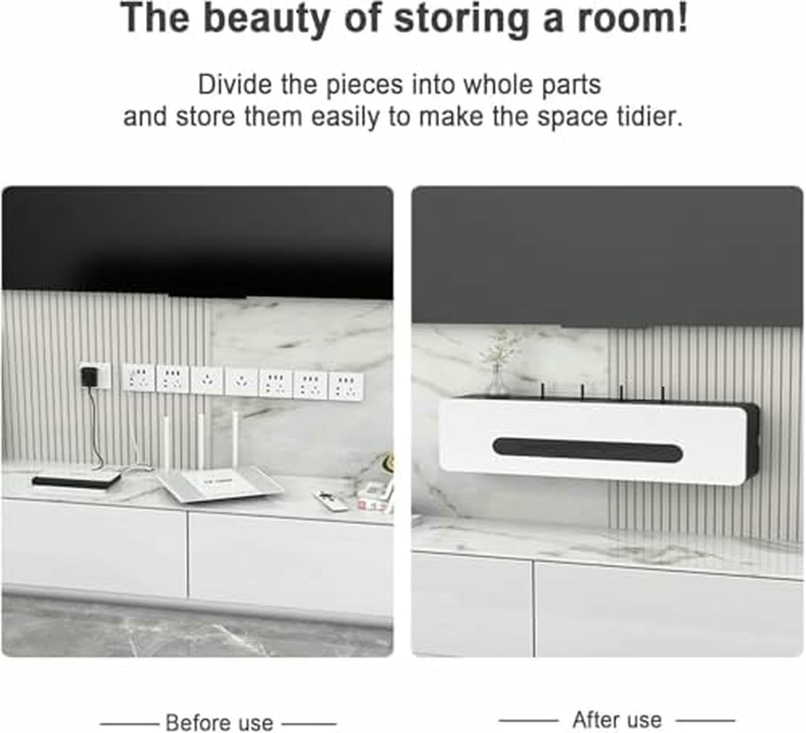 Wandmontierte hölzerne Router-Sto-Box & Kabel – Slish Home Office Kabelzange & Gerätehalter für ein aufgeräumtes Worpace