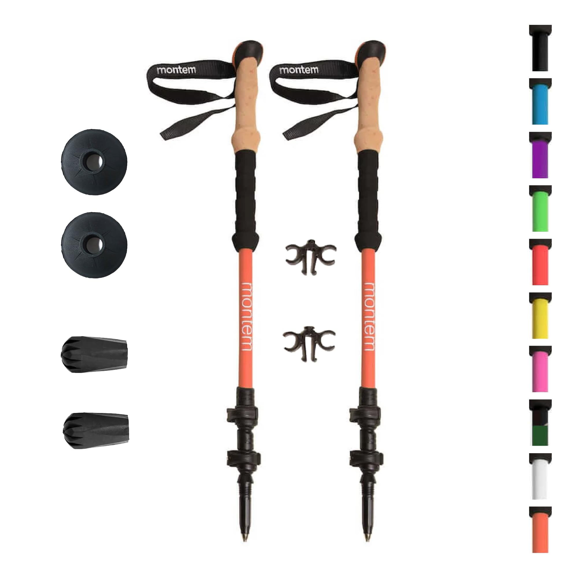 Montem Ultra Strong Trekking, Walking, and Hiking Poles - One Pair (2 Poles) - Collapsible, Lightweight, Quick Locking, Weather-Resistant and Ultra