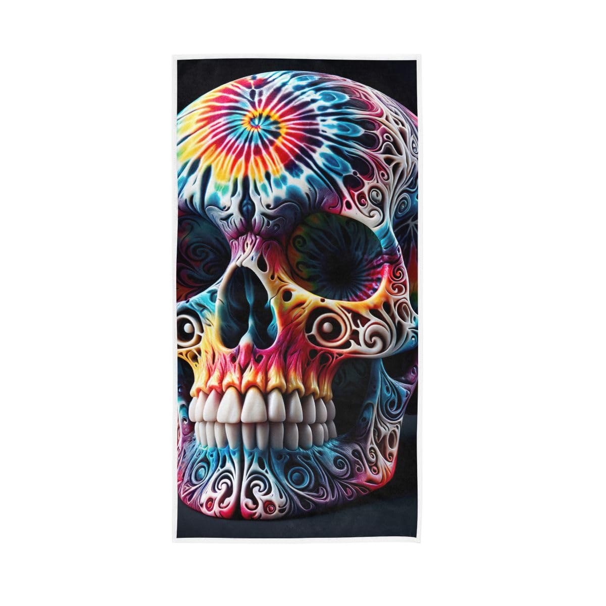 HUYGD Tie Dyed Skull Hand Towels, Lightweight Towels for Hand, Face, Hair, Yoga, Kitchen, Bath 15 x 30 Inches