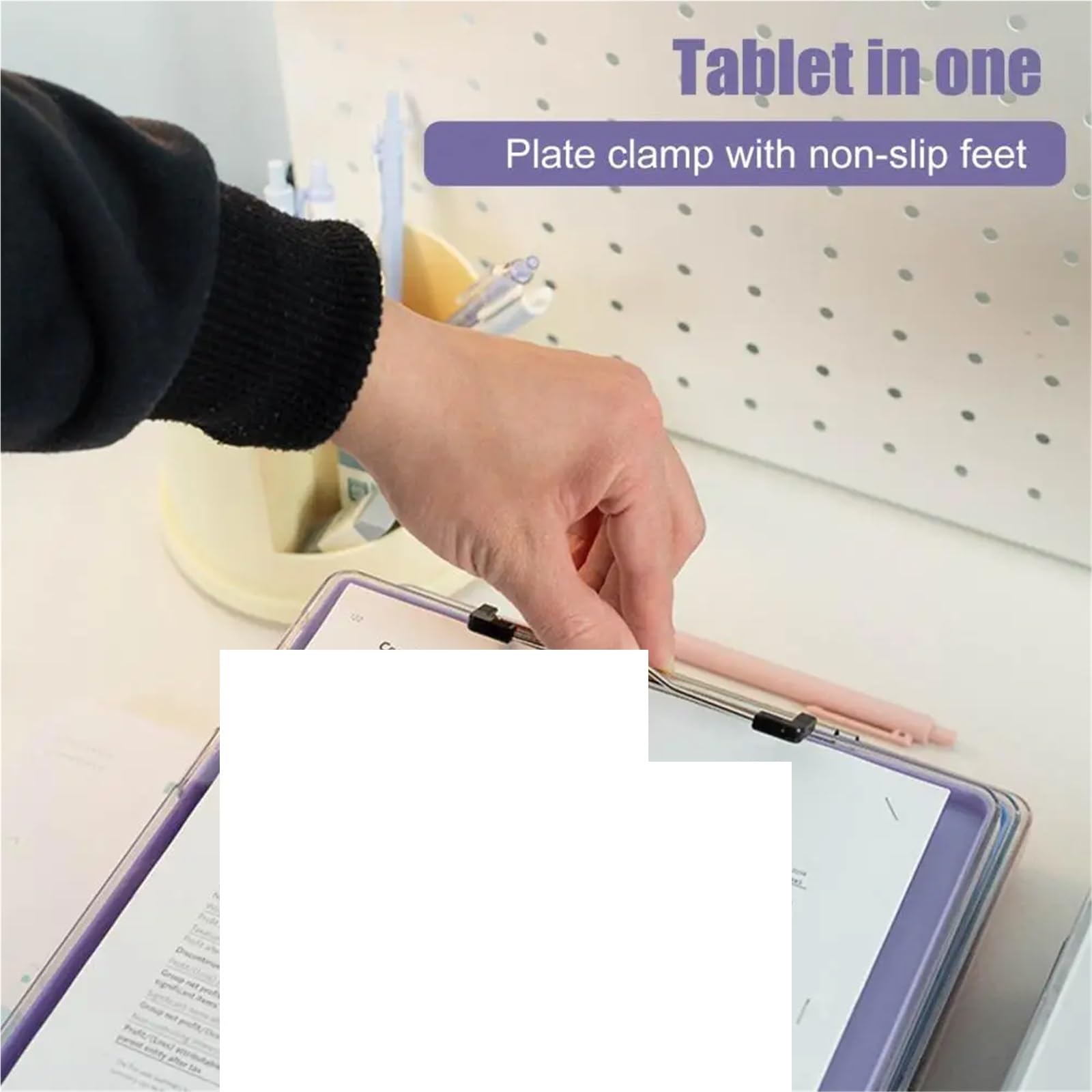 Lavagne per appunti in acrilico, 2 pezzi di fermagli for apertura laterale a doppio strato for ufficio, con custodia for penna, cartella for infermieri, forniture for ufficio for azienda(Black)
