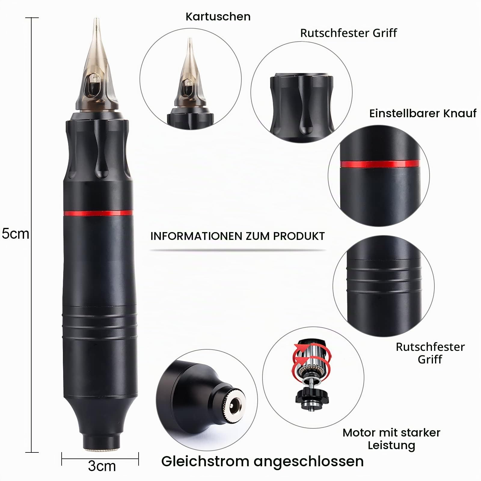Komplettes Tattoo Maschine Set, 20 Farben Tattoo Tinte, Anfänger-Rotations-Tattoo-Set, 20 Tattoo Nadeln, Tattoostift-Set mit Tragetasche, Tattoo Zubehör