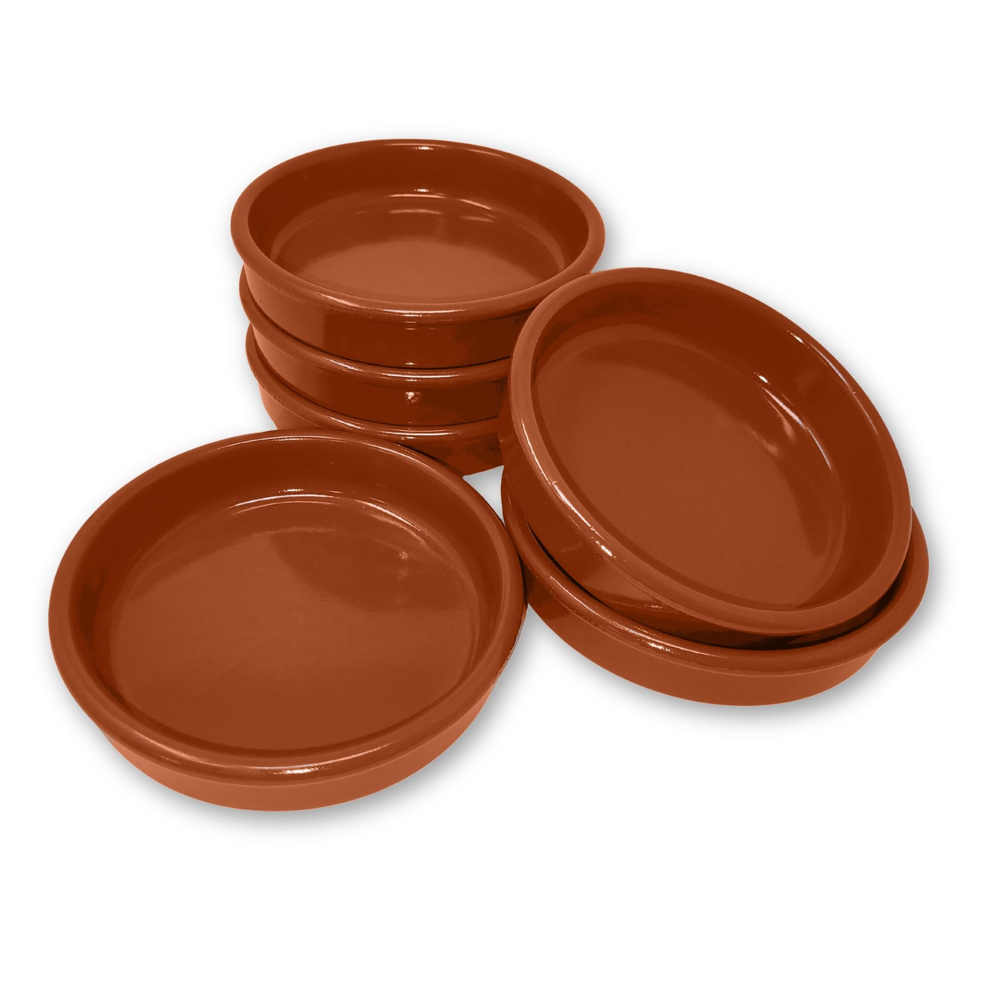 ToCi Set van 6 tapasschalen bruin ovenschaal | 175 ml Cazuela schaal | Ton- dessertkommen Mediterrane 11,5 cm | Traditionele klei uit Spanje