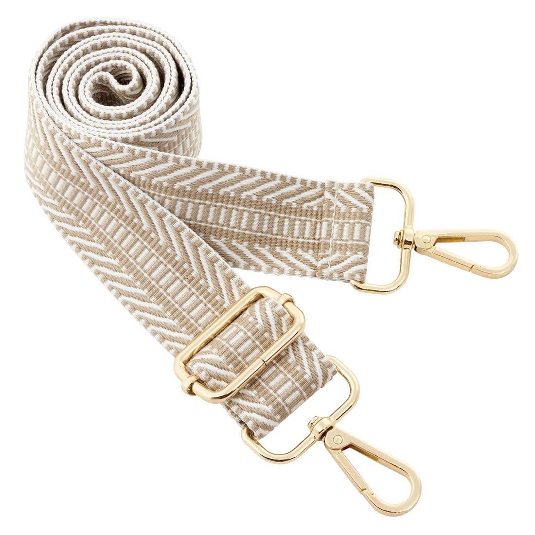 Youteer Adjustable Shoulder Crossbody Bag Strap Gold Buckle Replacement Handbag Strap Wide Purse Strap with Leather Khaki Stripe