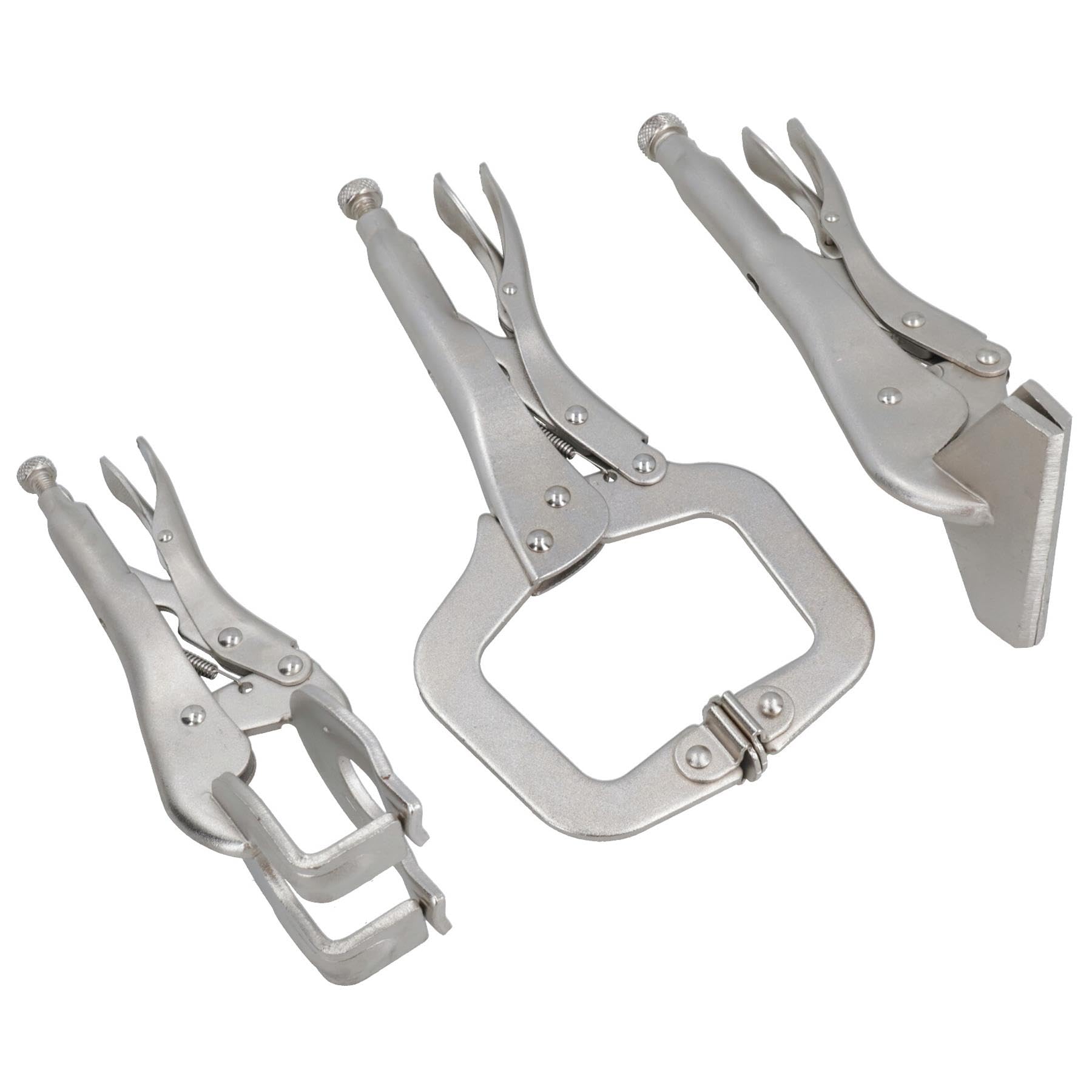 Ab Tools 3Pc Welding Clamps Plier Set C Clamp Mole Vice Grip Locking Pliers Sheet Metal