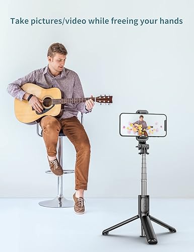 Miniatura 8 de Trípode para selfie stick con control remoto inalámbrico desmontable, 4 en 1 extensible portátil selfie stick y trípode para teléfono compatible con