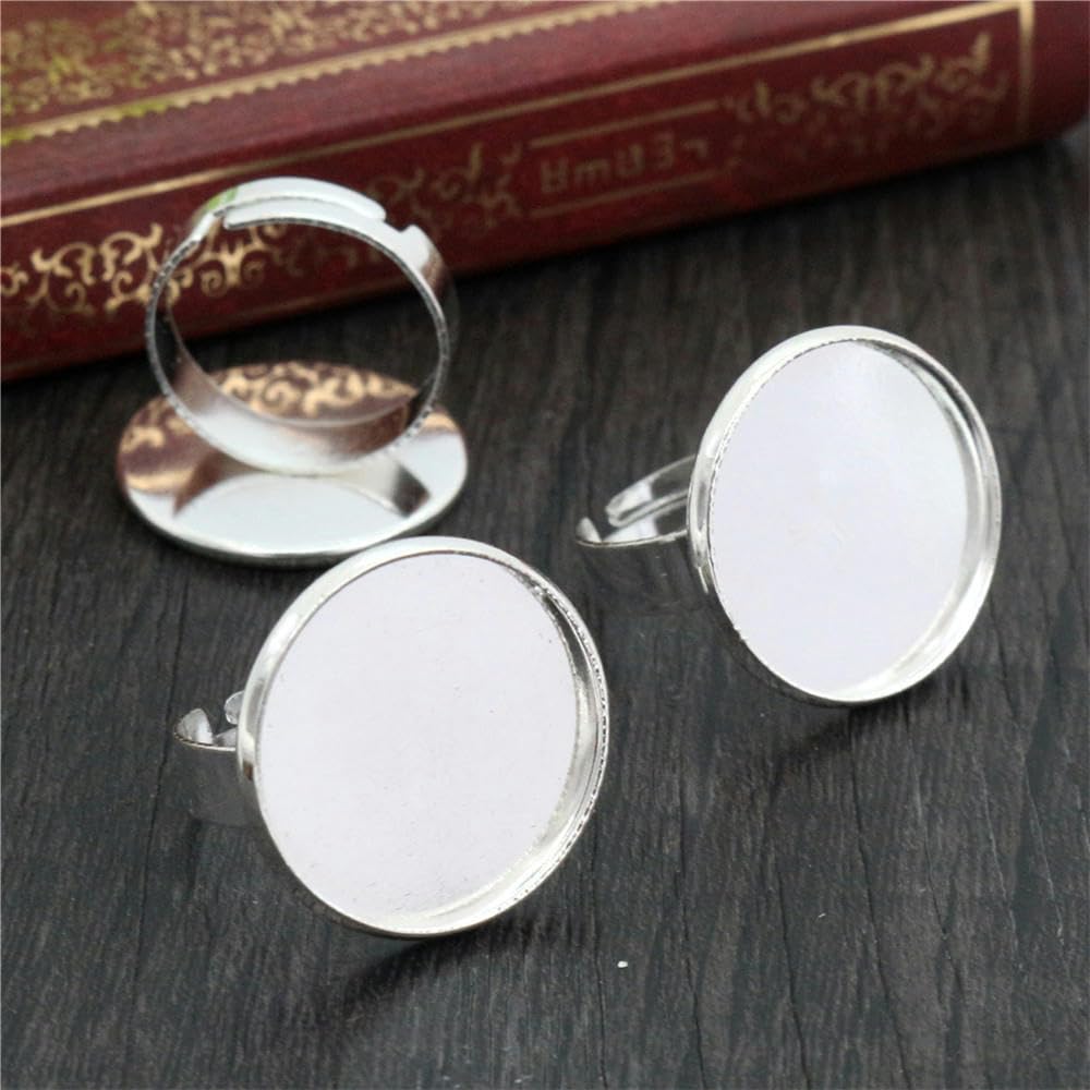 Zalati Base Ad Anello Placcata Argento, 50 Pezzi, Con Base Regolabile