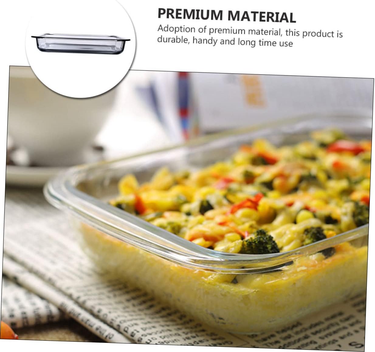 1pc Heat Resistant Rectangular Baking Tray Tempered Glass Casserole Dish for Microwave Oven Use Kitchen Baking Pan Easy to Clean Safe Capacity