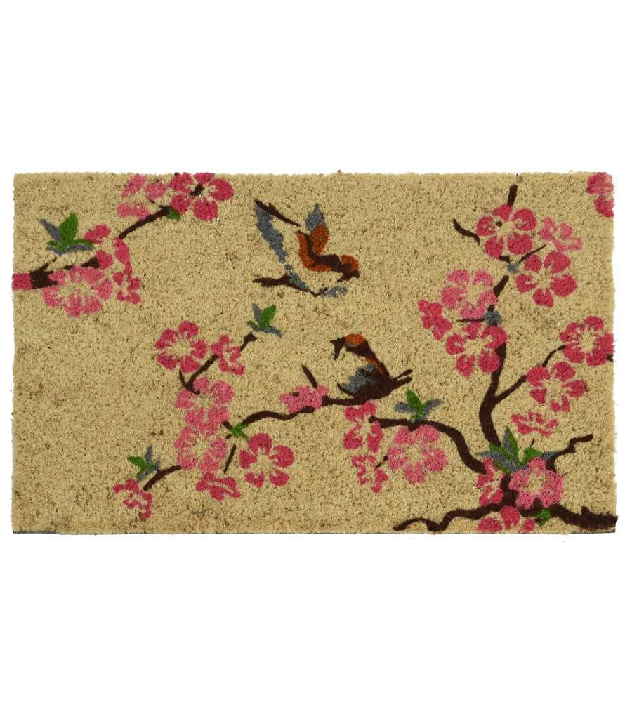 ETC Rutschfeste Fußmatte Mit Buntem Tulpenstrauß – 60x40 Cm, Kokos Mit PVC-Rücken