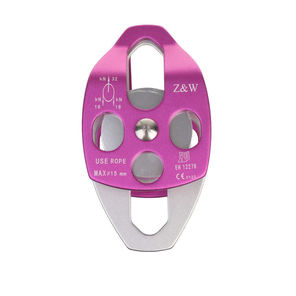 Ketsicart 32KN Large Aluminum Alloy Double Pulley for Rope 16mm Rock  Climbing