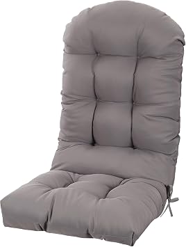 Adirondack Chair Cushion, High Back Patio Chair Cushions 48 x 19.7 x 4.7 Inch, Indoor/Outdoor Thickened Rocking Chair Cushion, Fade-Resistant & Waterproof Grey, Set of 1