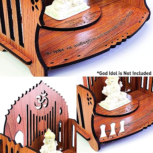 Templo de madera MDF Ayodhya Ram Mandir para hogar, altar de roble beige de 20cm 4