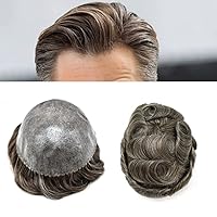 Vista 18 de Toupee para hombres Sistema de reemplazo de cabello humano Full Poly Mens Toupee Hairpiece inyectado PU peluca para hombre sistemas de cabello