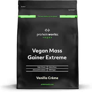 Protein Works - Vegan Mass Gainer Extreme | High Calorie Protein Powder | Weight Gainer | Vitamins & Minerals | 5 Shakes | Vanilla Crème | 1kg