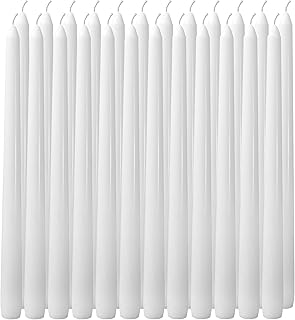 24 Pack White 10-Inch Taper Candles, Unscented & Smokeless Dripless Candlesticks 7-8H Long Burn Time - Paraffin Wax Ideal for Wedding, Holiday, Dinner Table, Home Decor, Parties, Christmas