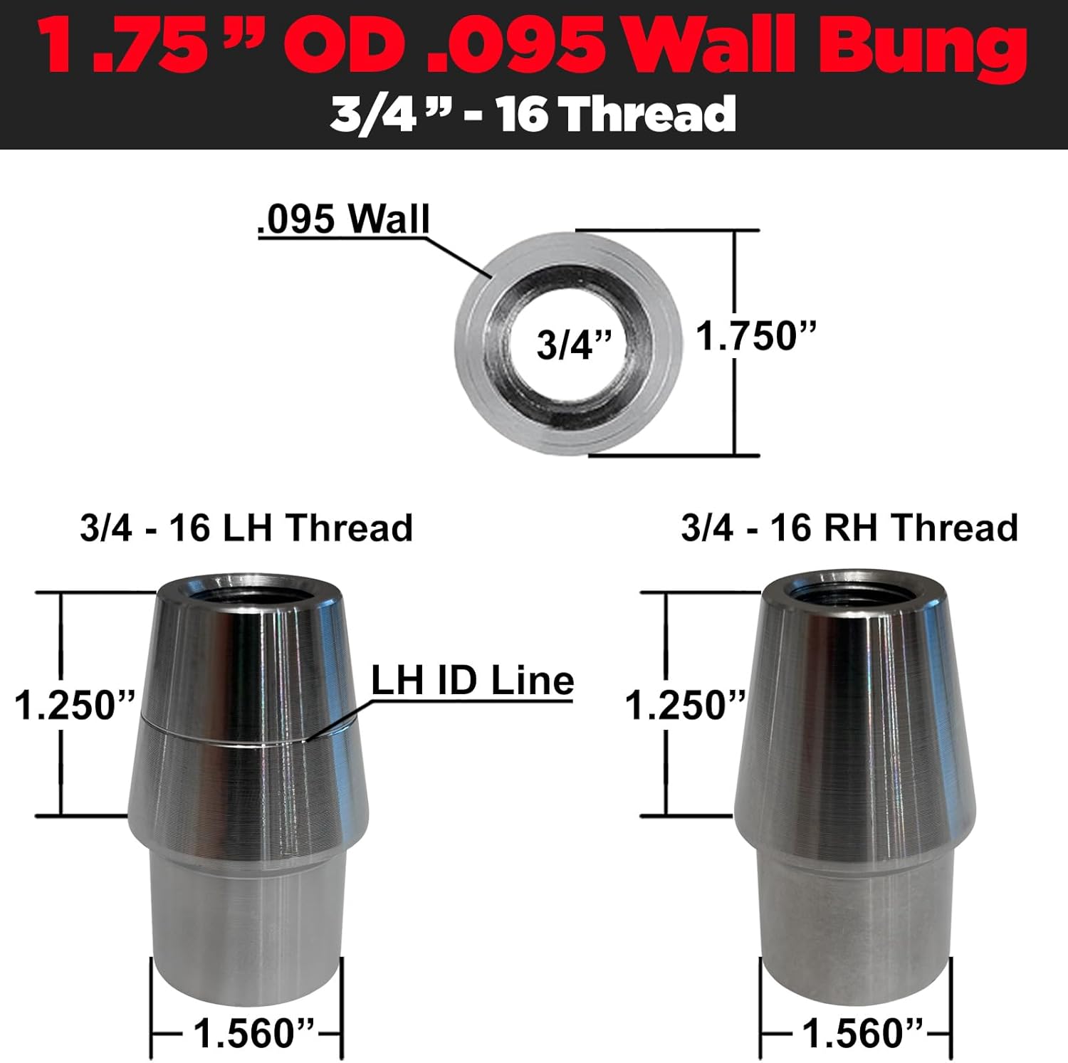 3/4" Heim Joint Kit - for 1.75" OD .095 Wall - RIGHT THREAD - Fabricate 4-Link Tie Rod Ends, Suspension Steering for UTV Rock Crawler Sand Rail Hot Rod Chromoly Heim Joints 3/4" [6101A26] 1-set