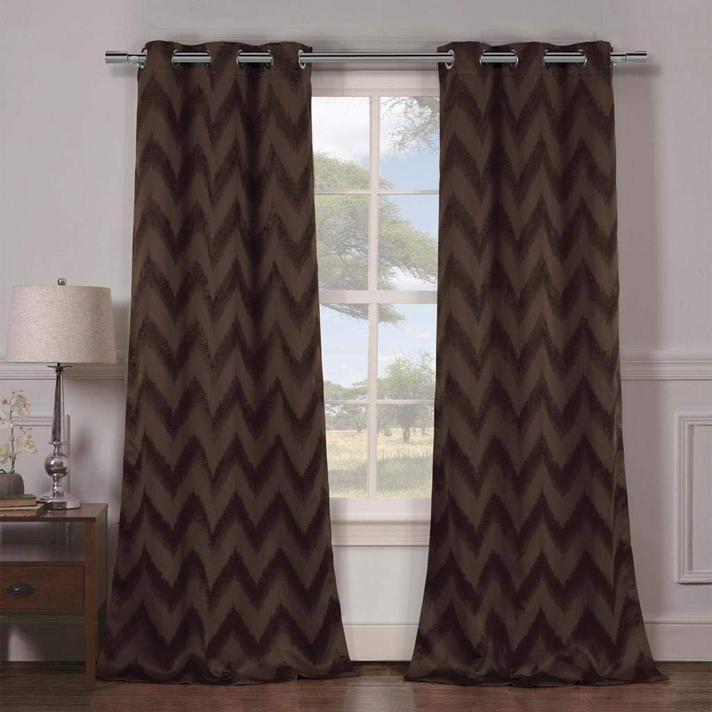 Duck River Textile Lysanna Chevron Insulated Blackout Room Darkening Window Curtain Set of 2 Panels, 38 X 84 Inch, Wine, 2 Piece