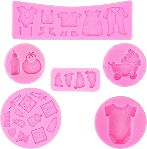Miniatura 1 de Rainmae Molde de silicona para pastel de fondant, 6 unidades, para bebé, fiesta de cumpleaños, cocina, molde para hornear, decoración de pasteles,