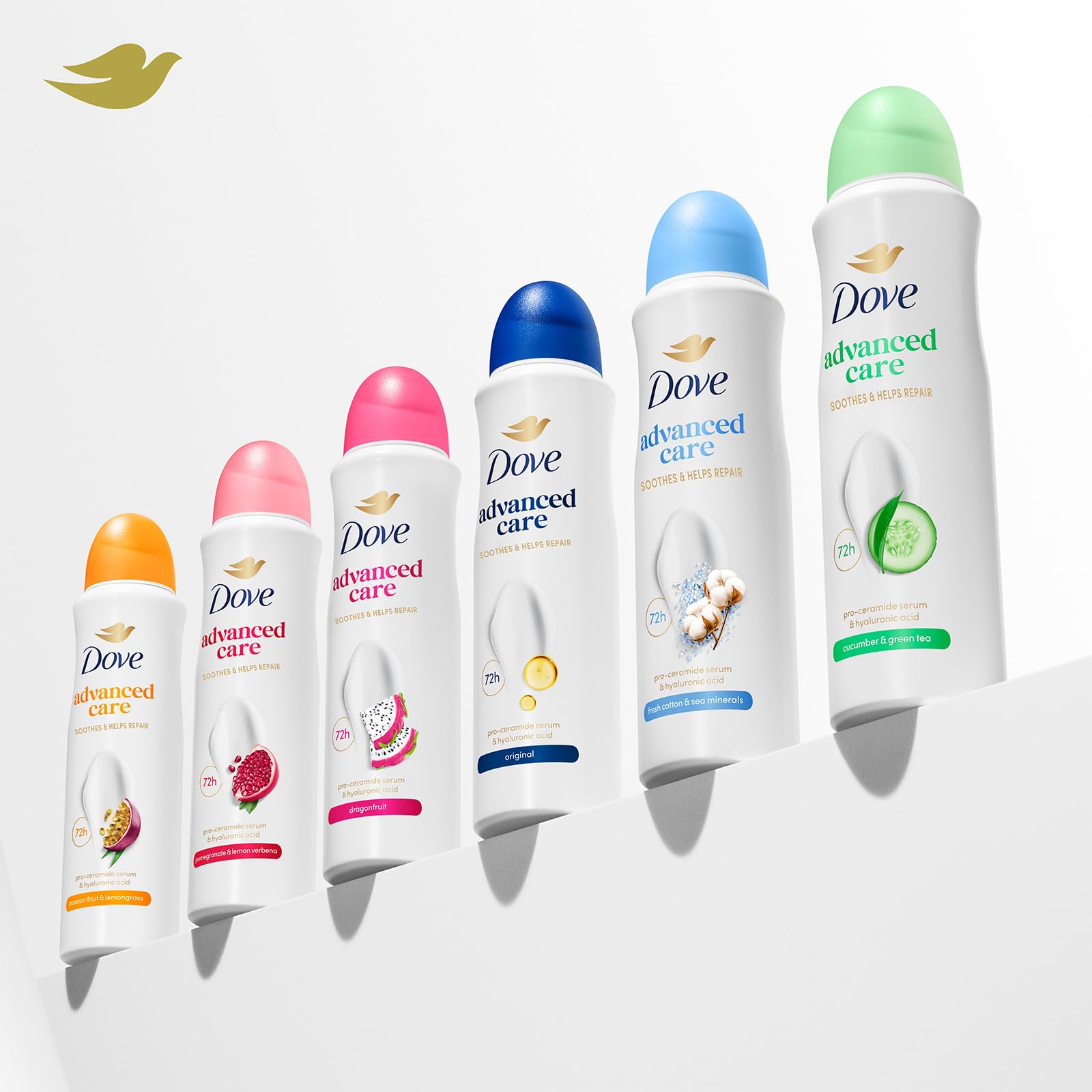 Dove Deodorante Spray Advanced Care Dragon Fruit & Coconut Cream, Deodorante Antitraspirante 72 Ore Protezione Sudore e Odori, con Formula Idratante e Delicata sulla Pelle, 6 Pezzi da 50 ml