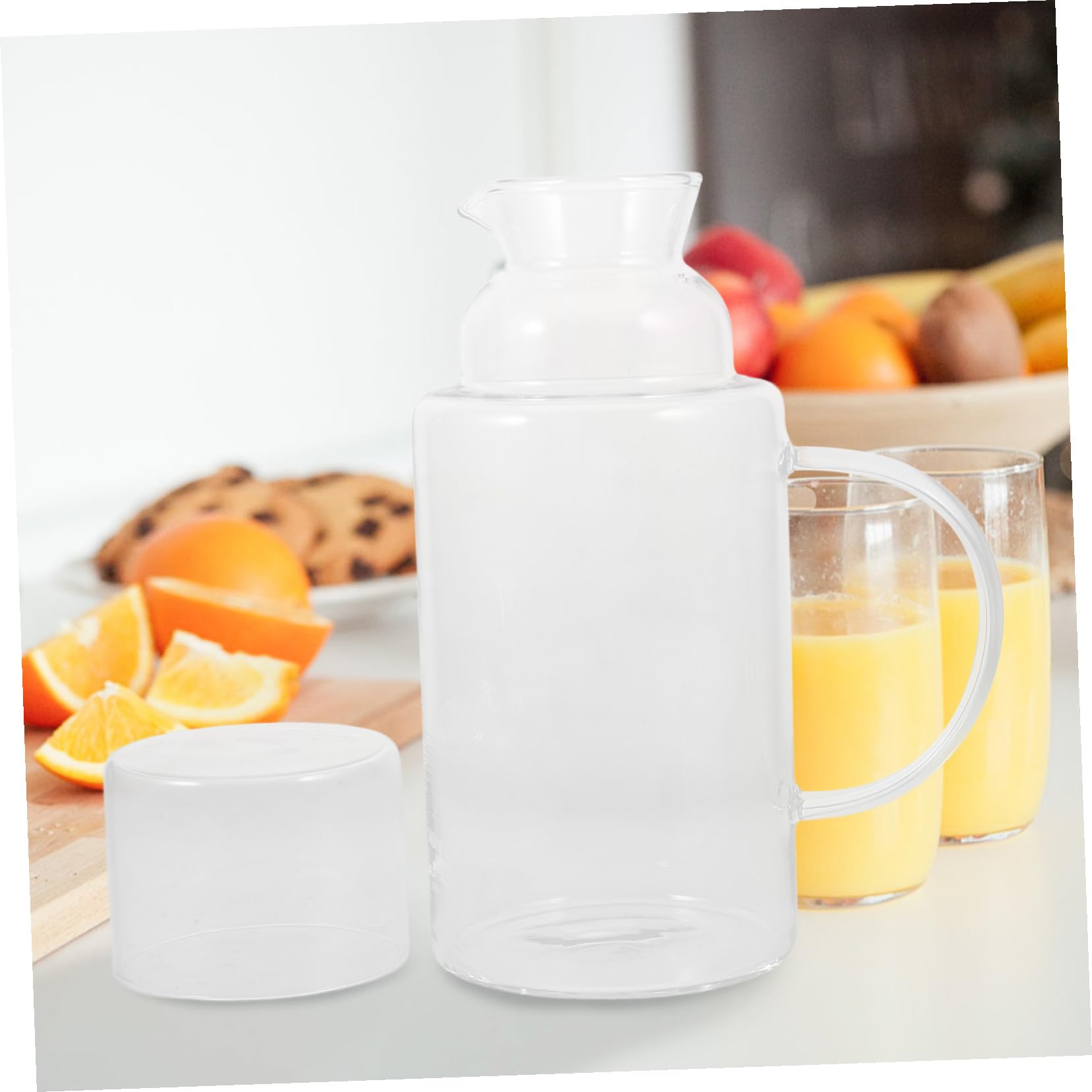 GALPADA Jarra de Vidrio Resistente Altas Temperaturas Contenedor de Agua para Bebidas Frías y Calientes con Antigoteo para Cocina Bar y Eventos Portátil y Fácil de Limpiar