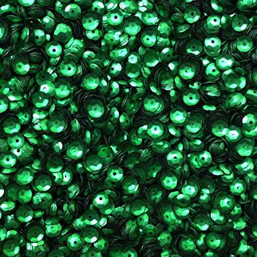 6mm Cup Sequins Green Matte Metallic Medium Hole Made in USA