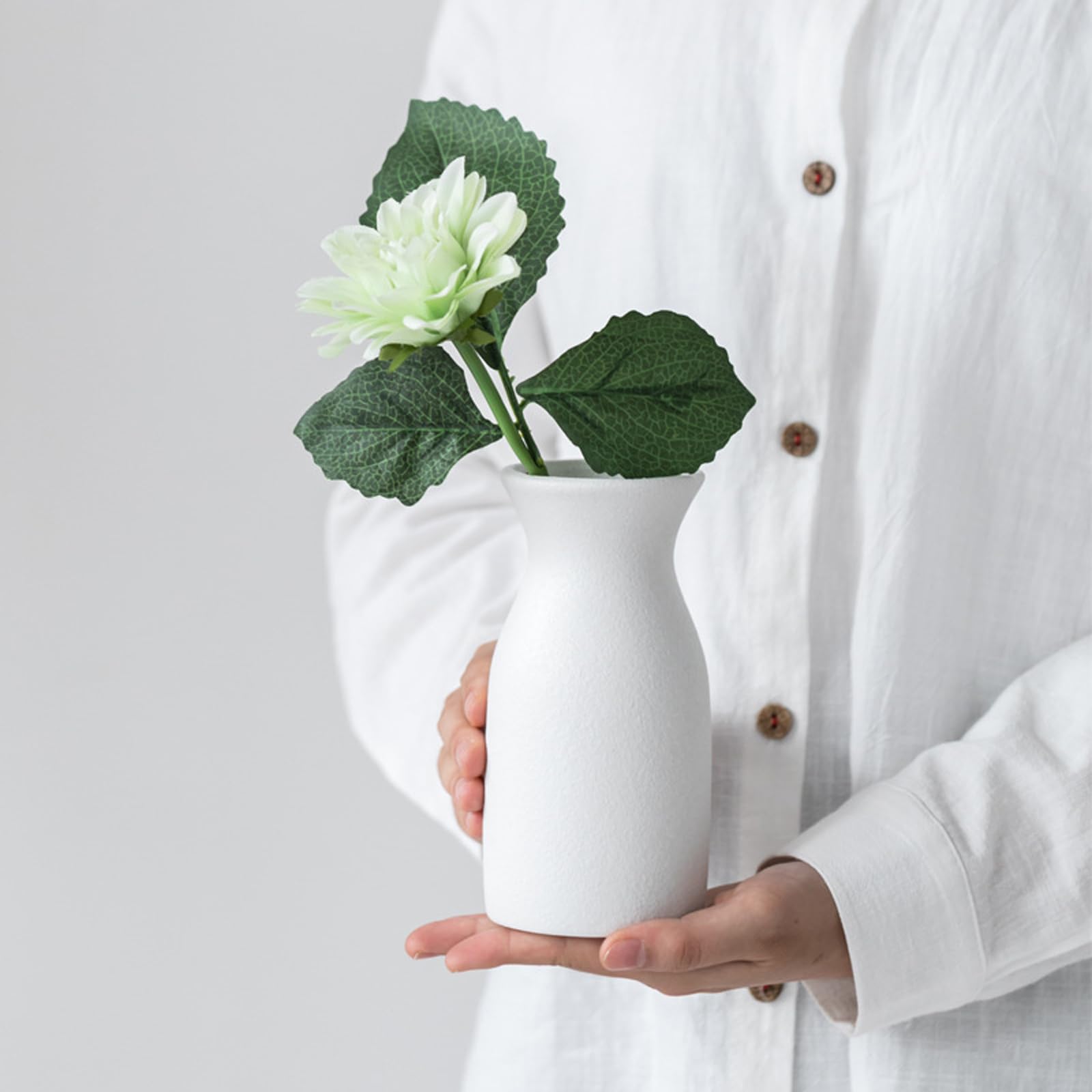 Ceramiczny wazon Dekoracyjny domowy wazon Nowoczesny mały wazon Dekoracyjny wazon buszel, elegancka dekoracja stołu Prezent na Dzień Matki dla mamy,White