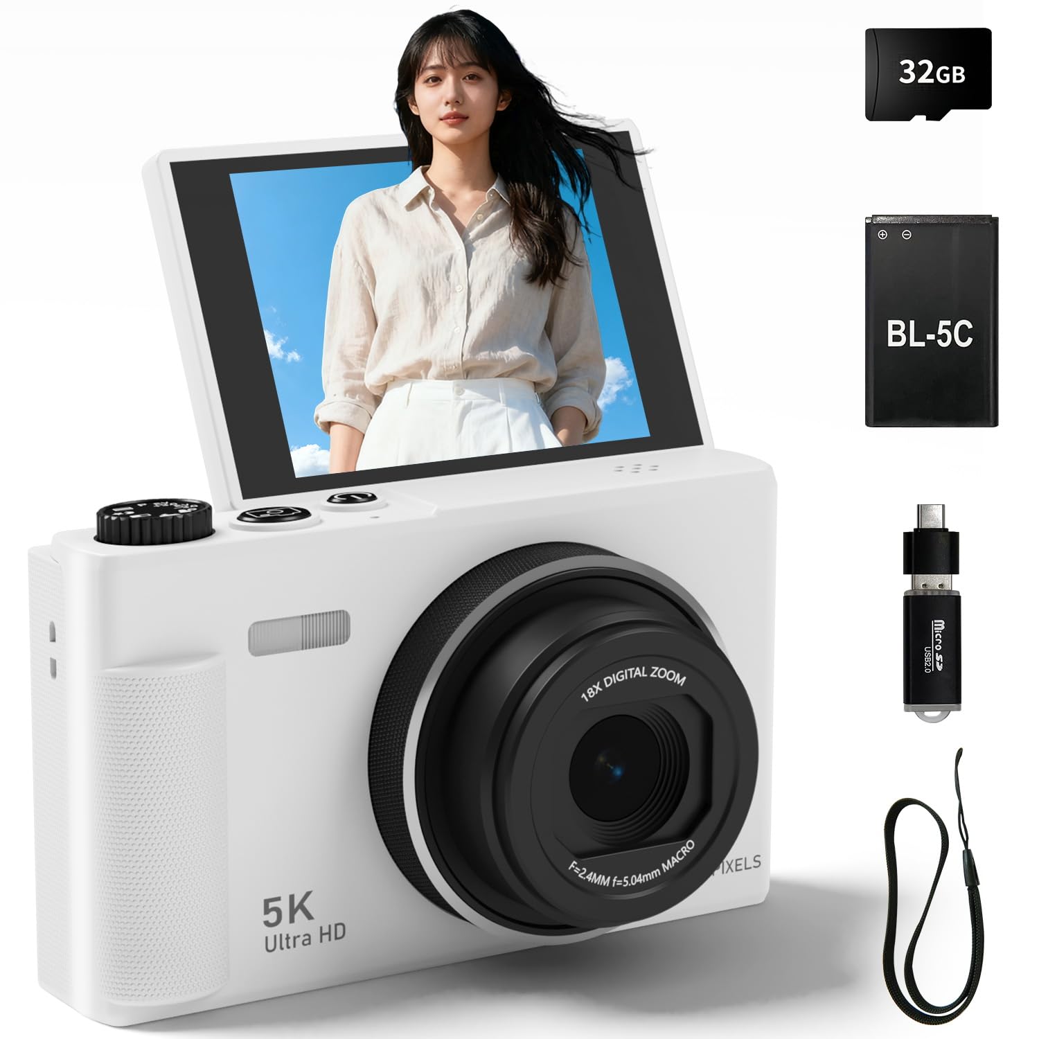 デジタルカメラ 5K録画 デジカメ 7500万画素 Wi-Fi機能 180度回転 Amazon | Fesaymi デジカメ 5K 7500万画素 デジタルカメラ 180度回転