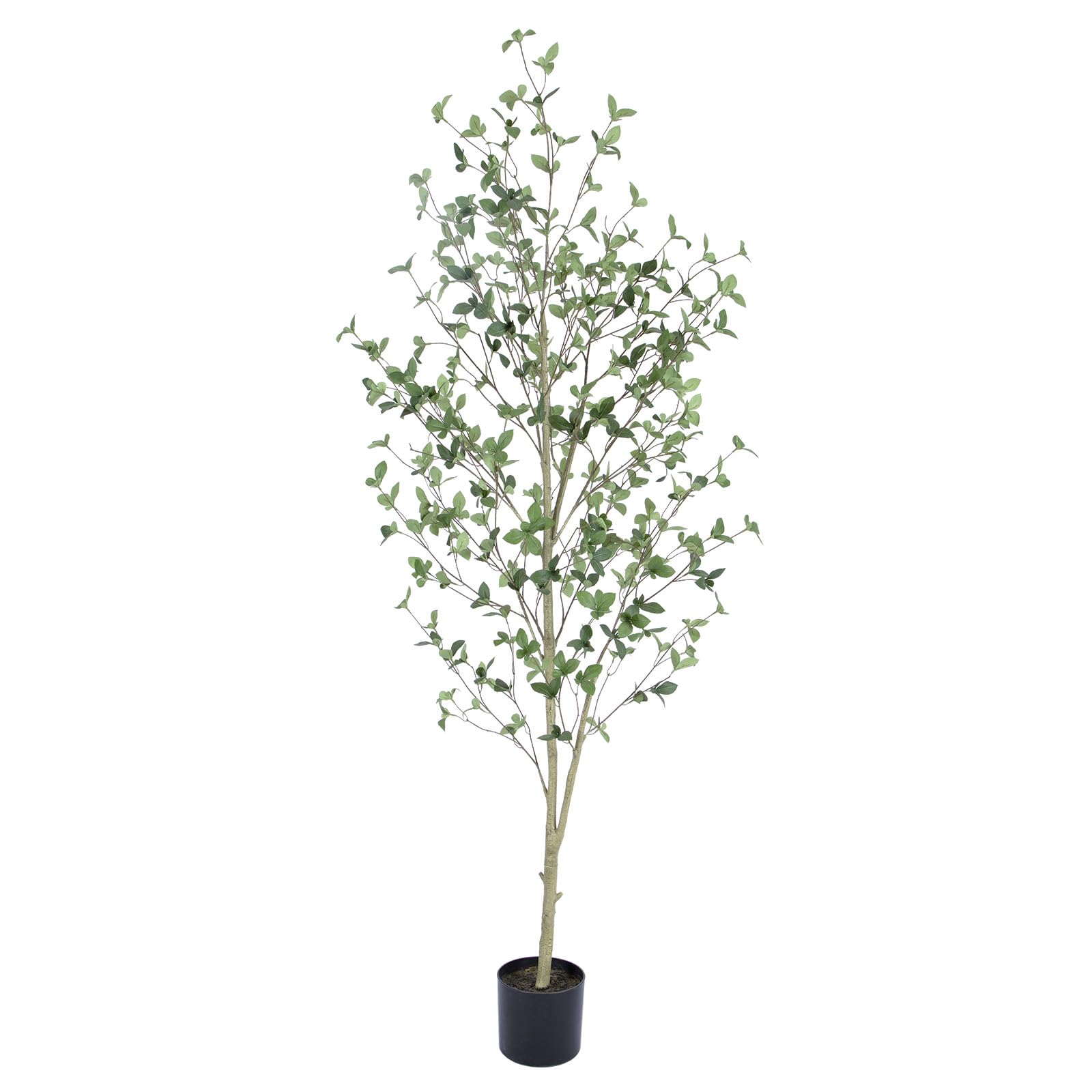 Bellacat 6ft Artificial Quince Leaf Tree with Realistic Trunks, 72in Faux Quince Leaf Tree with Lifelike Leaves for Garden, Home, Living Room Decor