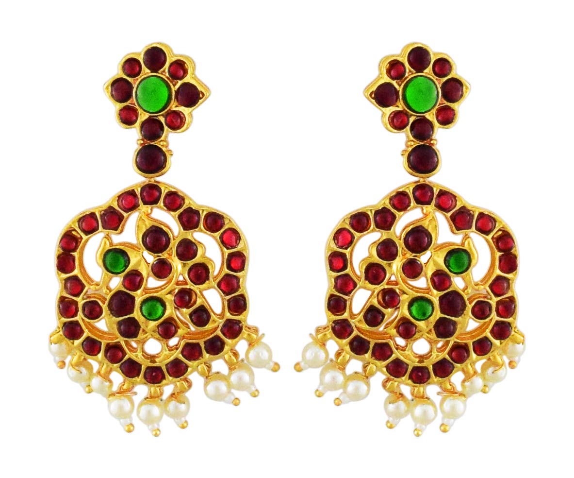UG PRODUCTS Bharatanatyam Dance Jewellery Earings Made with Green and Red Kemp Stones for Women (526) (B08PPMSGZ2) Amazon Price History, Amazon Price Tracker